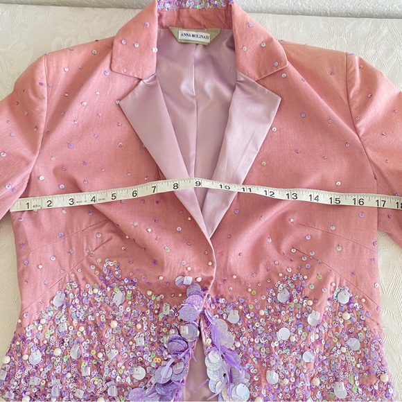 Vintage Anna Molinari Blumarine sequin embellished lavender pink jacket - Picture 16 of 16